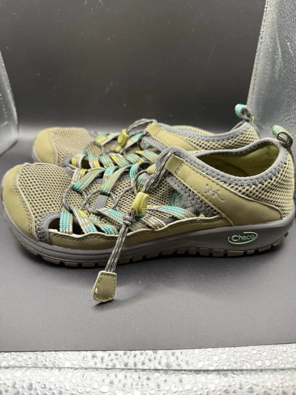 Chaco Kids Junior Outcross 2 Water Sneaker Mesh Shoes Green Blue Sz 4 J180261